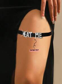 A Black Version Leg Ring Exclusively For Lovers, Featuring Shiny Silver Accessories, Suitable For Couples To Wear Together; Stylish, Versatile And High-End, With Personalized Letter Leg Rings. An Ideal Gift For Men To Give To Their Wives And Girlfriends, Specially Designed For Women. For Rave