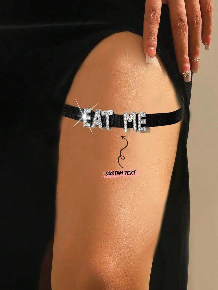 A Black Version Leg Ring Exclusively For Lovers, Featuring Shiny Silver Accessories, Suitable For Couples To Wear Together; Stylish, Versatile And High-End, With Personalized Letter Leg Rings. An Ideal Gift For Men To Give To Their Wives And Girlfriends, Specially Designed For Women. For Rave