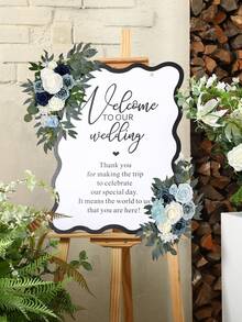 2件/套人造花帘 - 人造蓝白玫瑰仪式背景帘，适用于婚礼、生日庆典、开业典礼等场合，也可作为婚礼仪式指示牌装饰。广泛用于节日门廊拱门装饰。 - 藍色 - 查看 10