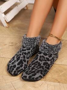 1 双浅豹纹拖鞋，时尚百搭室内船袜，舒适家居鞋，女士花卉印花拖鞋 - 彩色 - 查看 8