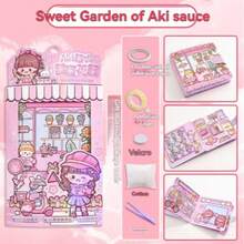 1套DIY纸质可爱日常生活换装贴纸，安静书，手工工艺书，含材料，无需裁剪，缓解压力，剪贴簿，随机款式 - 粉紅色紙娃娃屋 - 查看 9