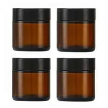 4 piezas de tarros de vidrio marrón con tapas, botellas para mascarillas faciales, contenedores recargables para cosméticos, tarros para ungüentos, contenedores de vidrio grueso de alta calidad para cremas, lociones, velas