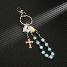 1pc Classic Glass & Resin Beaded Virgin Mary Pendant Keychain, Suitable For Bag Decor Or Gifting To Family And Friends Backpack For School