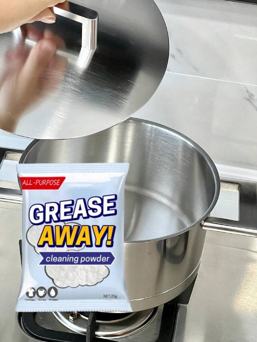 Poudre dégraissante de cuisine, agent de nettoyage. Éliminateur de graisse et de taches pour ustensiles de cuisine en acier inoxydable, articles ménagers