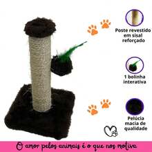 Cat Scratching Post With Exclusive Sisal Toy - Rust Brown - View 7