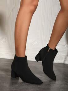 Talons hauts , élégants, décontractés et polyvalents pour l'automne/hiver, convenant pour le trajet, les fêtes, l'élégance, le style vintage assorti, le style décontracté, le style chinois, le sexy, le velours, le mariage, les vacances, l'intérieur, l'extérieur, les fêtes, toutes les saisons - Noir - Voir 3