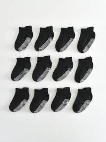 6 Pairs/12 Pairs Baby Anti-Slip Ankle Socks With Non-Slip Rubber Sole, Suitable For Infant, Toddler, Boys And Girls