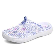 Zapatillas de Verano para Mujeres, Zuecos Huecos, Sandalias de Piscina al Aire Libre, Zapatos de Playa de Jardín, Chanclas de Ducha de Agua, Mules Ligeros con Mensaje - Púrpura-1617 - Ver 20