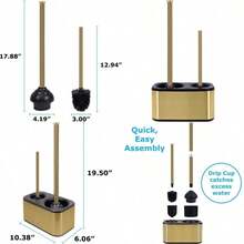 Toilet Brush And Plunger Set With Holder Sleek Minimalist Modern Gold Bathroom Accessories Toilet Plunger And Toilet Bowl Brush Combo - Gold - View 1