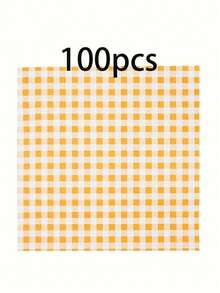 100pcs Plaid Wax Paper - 4 Colors, Grease-Proof, Food Basket Lining, Suitable For Packaging, Grilling, Holidays, Burgers, Fried Chicken, Kitchen Tool - Multiple Specifications - View 9