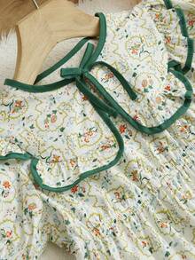 Girls' Short Sleeve Lightweight Dress, Spring/Summer - Multicolor - View 3