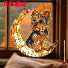 1 pièce Accroche-soleil en acrylique 2D plat en forme de Yorkshire Terrier sur la lune. Diverses styles disponibles en signalétique acrylique, décoration thématique animaux de compagnie pour salon, chambre à coucher, décoration romantique. Cadeau parfait pour les amateurs de chiens, amis, famille, passionnés d'animaux de compagnie