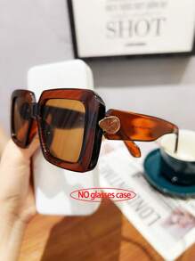 1 PC Women's Korean Elegant Square Frame Gemstone Accessory Fashion Eyewear Suitable For Daily Outfit Matching, Holiday Gift And Work Commuter Use