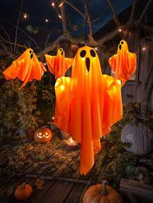 1 件万圣节鬼魂灯 LED 万圣节灯，带发光眼睛的织物鬼魂，模拟逼真的烛光，适用于派对、户外装饰、花园装饰和日常节日装饰，适用于花园、室内、卧室、桌面和室外设置，圣诞节电蜡烛灯，卧室塑料装饰灯，多模式照明模式，包括悬挂绳，非常适合秋季节日 - 彩色 - 查看 6