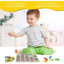 Magnetic Wooden Fishing Game For Toddlers,  Fish Catching Counting Games Puzzle With Numbers And Letters, Preschool Learning ABC Math Educational Toys 3 4 5 Years Old Girl Boy Kids