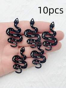 10 Pieces Of Moon Patterned Black Snake Acrylic Jewelry Pendant Earrings Necklace DIY Jewelry Pendant - A - View 9