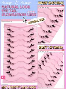 9 Pairs Half Lashes With Clear Band Natural Look Cat Eye Lashes Tail Elongated Eyelashes Fluffy Wispy Soft Faux Mink Lashes Natural Makeup, Suitable For Daily Makeup, Beauty Blogger Makeup Strip Lashes, Lashes, Eyelashes, Fake Lashes