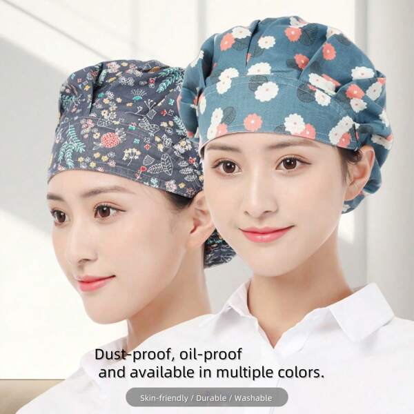 A Polyester Fiber Chef's Hat, Women's Kitchen Smoke-Proof Women's Style Cooking And Frying All-Purpose Hat, Adjustable Dust Cover