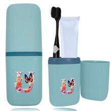 1pc Toothbrush Box Portable Detachable Organizer Case Mouthwash Cup Travel Toothbrush Storage Container Dustproof And Waterproof Toothpaste Holder Suitable Travel Accessories For Business Travel Initial Name 26 Letters Pattern - Blue - View 67