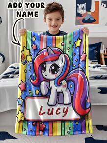 1 pieza Manta personalizable con texto, adecuada como regalo para niñas, niños, adultos, San Valentín, ligera, suave y cálida, también adecuada para el Día de la Madre, cumpleaños, Día del Niño, Día del Padre, ceremonia de graduación, boda, Navidad, uso doméstico en sofá, cama, coche, dormitorio, sala de estar
