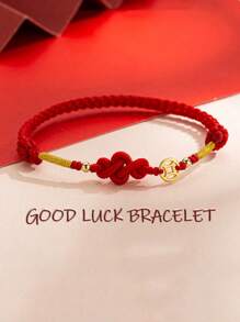 1pc Gold Plated Double Pixiu Red Rope Lucky Bracelet Handmade