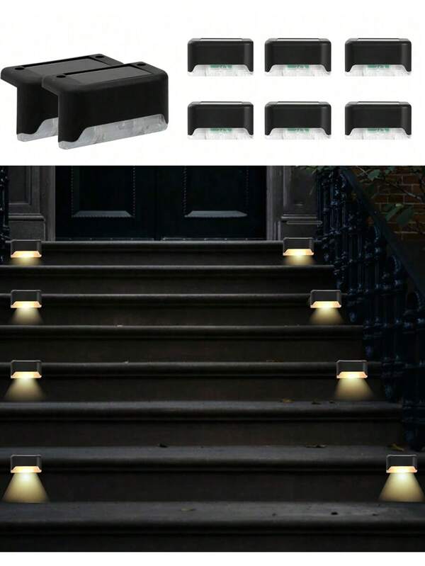 1pc/4pcs Solar Powered Stair Step Lights, Handrail Decorative Lights, Warm/Cool White Light, Suitable For Home Garden Staircase Patio Decoration, Pathway, Outdoor, Farm, Camping, Party, Holiday Decor
