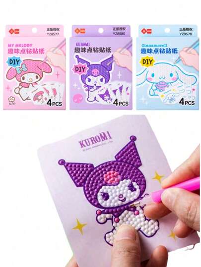 Sanrio High Beauty Diamond Sticker Set, Cartoon Anime Theme Diamond Sticker Digital Painting Set, DIY Cartoon Theme Sticker Birthday Gift, School Supplies, Back To School