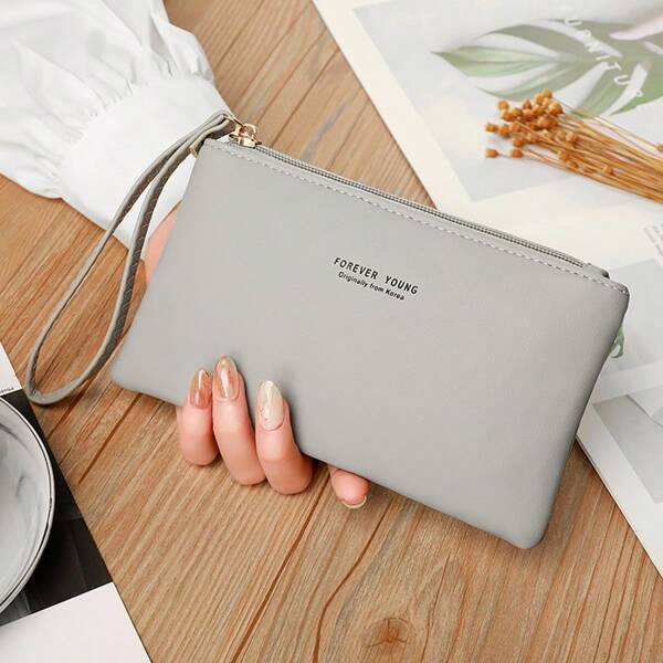 New Arrival Women's Long Soft Leather Clutch Wallet, Fashion Minimalist Large Capacity Phone Wristlet Purse