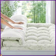 Cooling Bamboo Mattress Topper Queen, 1000 GSM Extra Thick Pillow Top Mattress Pad, Down Alternative Mattress Cover, 8-21" Deep Pocket, White