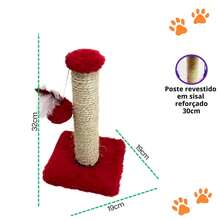 Cat Scratching Post With Exclusive Sisal Toy - Red - View 8