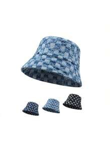 1pc Newly Sold Vintage Checkerboard Bucket Hat, Small Face Design, Casual Outdoor Sports Fashion Bucket Hat, Suitable For Daily Use