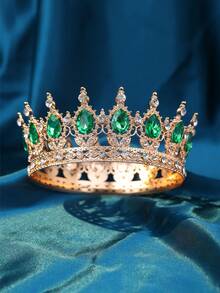 1pc Elegant Women Rhinestone Decor Crown Design Luxury Headband, For Decoration Royal Tiaras