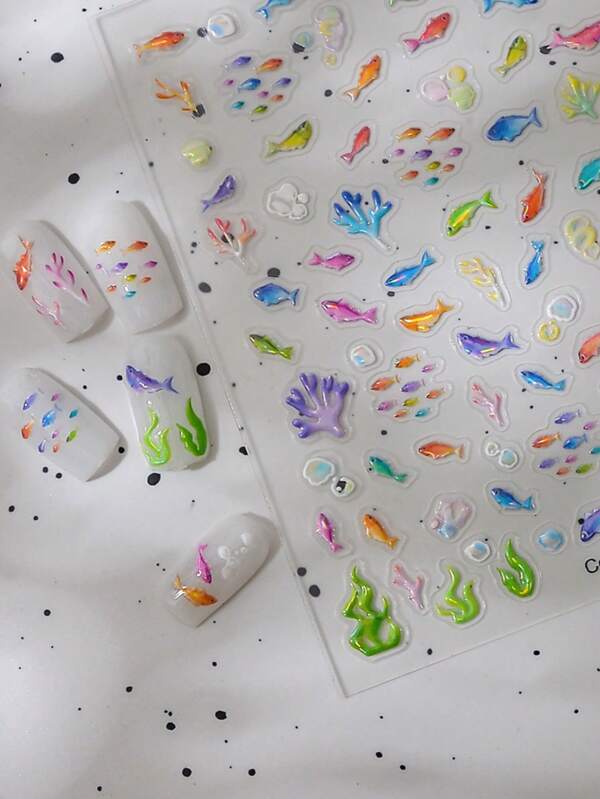 1pcSmall Goldfish Animal Nail Stickers DIY Nail DIY Nail Decals