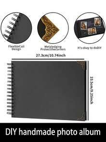 1 件 20 页剪贴簿，含 40 页空白页，手工制作的黑色相册，适用于婚礼宾客簿、周年纪念册、毕业纪念品、DIY 家庭相册，是圣诞节、感恩节或新年的绝佳礼物 - 彩色 - 查看 3