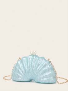 女士晚宴手拿包新娘婚礼个性化迷你贝壳设计亚克力手拿包晚宴包女士舞会带可拆卸金属链适用于婚礼和派对单肩包女士手拿包女士手提晚宴包多功能鸡尾酒会新款钱包宴会包 - 彩色 - 查看 8