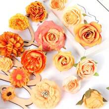 40pcs-Artificial Flowers Fall, Orange Faux Flowers With Stems Silk Mix Peony Combo Set Combination Silk Mixed Peony Rose Hydrangea Fake Flowers, Halloween Fall Decorations,Floral Decoration Gift, Wedding Bouquet, Home Artificial Flower Decoration, Happy Fall Party Supplies Thanksgiving Birthday,Hanksgiving Harvest Decor Party Supplies,Party, Wedding, Classroom,Home Thanksgiving Indoor Harvest Halloween,Autumn Harvest Party Supplies