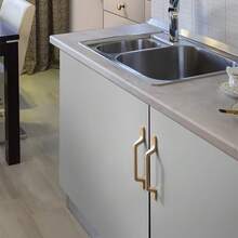 10 件铝合金橱柜把手 - 金色把手、复古把手、现代风格把手、现代梳妆台抽屉拉手、防指纹厨柜五金、易于安装、适用于家居装饰并用于厨房、梳妆台和衣柜门抛光金属拉手 - 家居装饰家具五金 - 彩色 - 查看 3