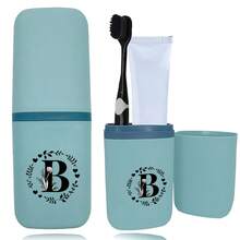 1pc Toothbrush Box Portable Detachable Organizer Case Mouthwash Cup Travel Toothbrush Storage Container Dustproof And Waterproof Toothpaste Holder Suitable Travel Accessories For Business Travel Initial Name 26 Letters Pattern - Blue - View 62