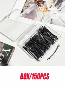 50个/包 女士黑色钢制发夹，纯色发卡，日常发饰，刘海发夹，发卡套装，学习用品 - 黑色 - 查看 16