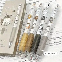1/2/4 支可爱猫咪主题中性笔 - 0.5 毫米细笔尖，速干黑色墨水 - 时尚有趣的伸缩笔，适合办公室、学校和家庭使用，书写笔，学校用品，返校 - 彩色 - 查看 1