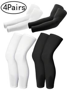 4 pares de mangas de compresión de protección solar de longitud completa para hombres, mangas de enfriamiento para fútbol, golf, baloncesto, guantes blancos, calentadores de brazos, disfraces de otoño, disfraces de Halloween, regalos para hombres - A - Ver 10