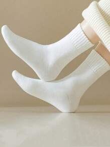 4pairs Women Warm Socks Thick Thermal Terry Socks For Winter Crew Socks