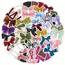 50pcs Cute Cartoon Bowknot Stickers Graffiti Decoration Coquette Bows Decals Scrapbook Luggage Laptop Guitar Bike Sticker - Một cỡ - Xem 2