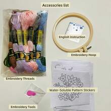 9 Pcs Water-Soluble Embroidery Patches With Self-Adhesive Design, Beginner-Friendly, Suitable For DIY On Skirts, Denim Clothes, Hats, Etc., Including Teaching Videos. Handmade, Handicrafts, DIY Material Packs, DIY Clothing, DIY T-Shirts, DIY Gifts, DIY Fashion, DIY Tutorials, Sewing Tool Kits, Embroidery Sets.