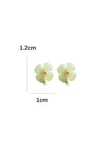 1 Par de Pendientes de Diseño Vintage con Piedra de Jade Afortunada y Pendientes de Tachuela con Trébol de Jade Blanco
