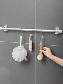 6 pièces Support de tringle à rideaux ajustable sans perçage, crochet adhésif autoadhésif, support de vêtements rotatif à 360° pour salle de bain, maison, bureau, salle de bain d'hôtel, décoration de Noël