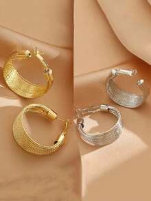 1 对时尚夸张金色环形耳环，适合女士，采用多层圆圈设计，简约耳环皇家派对万圣节 - 金色 - 查看 13