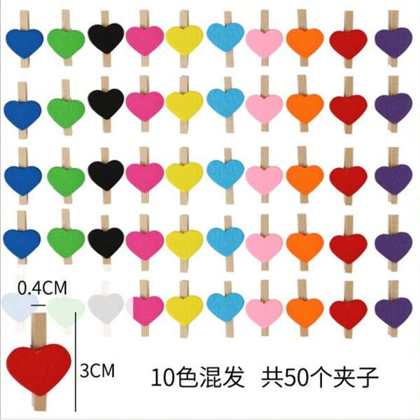 20pcs/30pcs 1.2 Inch Mini Photo Clips, Colorful Heart Shaped Wooden Clips, Creative Home Decor Photo Holders, Cartoon Craft Supplies