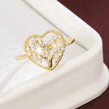 1pc Fashion Christmas Tree Shape Heart Design Cubic Zirconia Women Ring