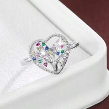 1pc Fashion Christmas Tree Shape Heart Design Cubic Zirconia Women Ring